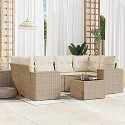 vidaXL Salon de jardin avec coussins 7 pcs beige résine tressée 