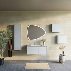 Kiamami Valentina MEUBLE DE SALLE DE BAINS BLANC MAT 100 CM, LAVABO ET MIROIR À POSER| MONACO pas cher