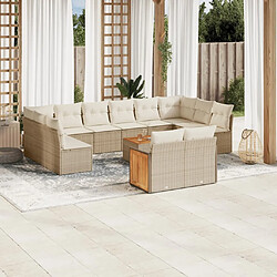 Maison Chic Salon de jardin avec coussins 13 pcs | Ensemble de Table et chaises | Mobilier d'Extérieur beige résine tressée -GKD34029