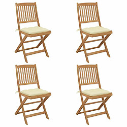 Maison Chic Lot de 4 Chaises pliables de jardin avec coussins - Fauteuil d'extérieur Bois d'acacia -MN90231