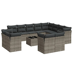 Maison Chic Salon de jardin avec coussins 13 pcs | Ensemble de Table et chaises | Mobilier d'Extérieur gris résine tressée -GKD38423