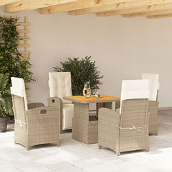 Maison Chic Ensemble à manger d'extérieur 5 pcs avec coussins,Salon de jardin,Mobilier de jardin Beige poly rotin -GKD642972