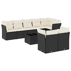 Maison Chic Ensemble Tables et chaises d'extérieur 9 pcs avec coussins,Salon de jardin noir résine tressée -GKD185067