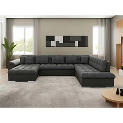 Bestmobilier Chuck - canapé panoramique XXL - convertible avec coffre - 7 places - droit Chuck - canapé panoramique XXL - convertible avec coffre - 7 places - droit - Noir / Gris