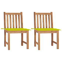 vidaXL Chaises de jardin lot de 2 avec coussins Bois de teck massif