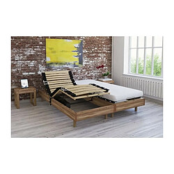 Ensemble relaxation matelas + sommiers electriques decor chene 2x80x200 - Mousse - 14 cm - Ferme - TALCA 