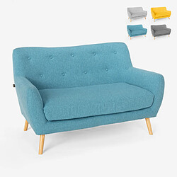 LE ROI DU RELAX Canapé 2 places en tissu de style scandinave confortable moderne Irvine | Couleur: Bleu 