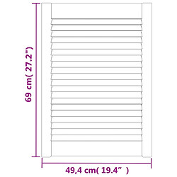 vidaXL Porte d'armoire à persiennes blanc 69x49,4cm bois de pin massif pas cher