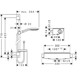 Avis Combiné Douche HANSGROHE 27036400 3 jets Kit Raindance Select S Mitigeur Thermostatique