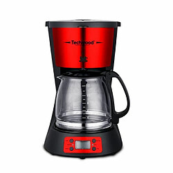 Techwood Pack Cafetière INOX Programmable 1,5L Rouge + Bouilloire Rétro 1,8L Inox Rouge avec Thermomètre