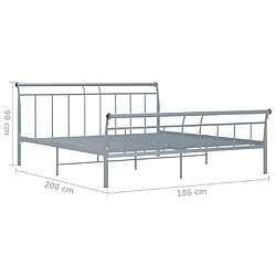 vidaXL Cadre de lit sans matelas gris métal 180x200 cm pas cher