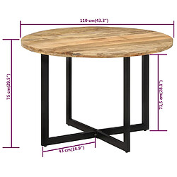 vidaXL Table à dîner 110x75 cm Bois de manguier massif pas cher