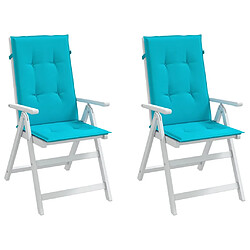 Avis vidaXL Coussins de chaise à dossier haut lot de 2 turquoise tissu