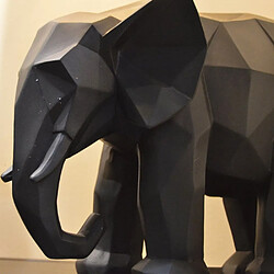 Pt Living Eléphant en résine mat Origami Noir.