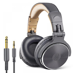 General Casque filaire sur l'oreille Hi-Res Studio Monitor & Mixing DJ Stereo Headsets avec pilotes en néodyme de 1,9 pouces et prise audio 1/4 à 0,1 pouce pour ordinateur enregistrement piano guitare(gris) 