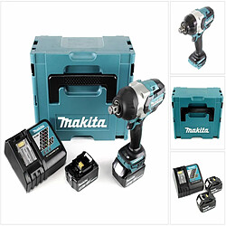 Makita DTW 1001 RTJ 18 V Li-Ion Brushless Boulonneuse à chocs sans fil avec Boîtier Makpac + 2x Batteries BL 1850 5,0 Ah + Chargeur rapide DC 18 RC 