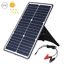 Wewoo Chargeur solaire de panneau en silicium monocristallin 20W portableavec port USBsupport et pince tigreprise charge QC3.0 et AFC Noir 