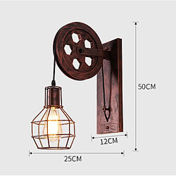 Acheter Stoex Applique Creative style industriel rétro lampe de mur Loft style levage poulie lumière canal couloir mur lampe?Rouille rouge