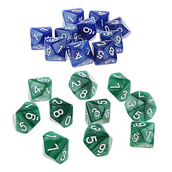 20 pièces dix faces dé matrices d10 pour d u0026 d rpg jeu de fête mtg jouet vert et bleu