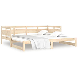 Maison Chic Lit d'appoint Bois de pin solide 2x(90x200)cm,Lit coulissant Lit de repos -GKD38983 pas cher