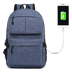 Yonis Sac À Dos Ordinateur USB Grande Capacité Sac À Dos Ordinateur Multifonction Avec Port USB Pour 15.6 Pouces Noir Bleu YONIS