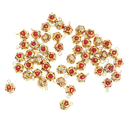 50 pcs rouge boule-fleur jingle cloches diy décor de Noël artisanat jouet 12mm