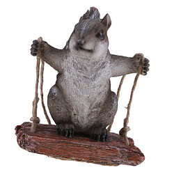 résine simulation swing animal figurine jardin ornement décor gris écureuil