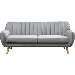 Habitat Et Jardin Canapé scandinave fixe en velours Jarvis - 3 places - Gris.