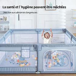 IKIDO Parc pour bébé avec base antidérapante et filet respirant, barrière de securité enfant, parc de jeu avec porte de sécurité clôture de jeu pour bébé (gris)