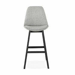 Mes Lot de 2 chaises de bar H75 cm en tissu gris clair pieds noirs - ELO