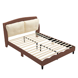 ComfortXL Lit Double Pour Enfants Avec Structure De Lit Rembourrée 140 X 200 Cm, Marron 