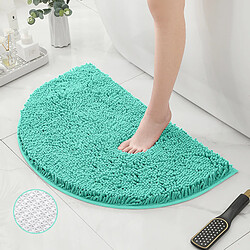 LUUCOZK Tapis de bain antidérapants absorbants à séchage rapide, tapis de décoration de salle de bain, fond TPR vert lac-Demi-cercle 50X80CM 