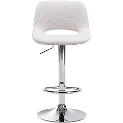 Decoshop26 Tabourets de bar chaises haute x2 avec repose-pieds en tissu crème piètement métallique chromé 10_0004093