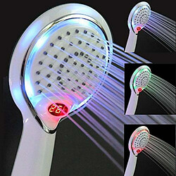 Goeco Pommeau de Douche LED, LED Pommeau de Douche Douchette, 3 Couleurs Contrôle de Température Tête De Douche, Pommeau Douche Led Temperature, Pulvérisateur de Douche à Contrôle de Température