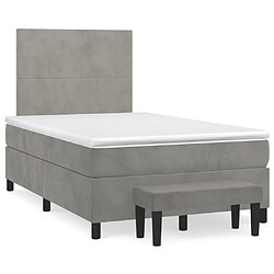 vidaXL Sommier à lattes de lit et matelas Gris clair 120x200cm Velours