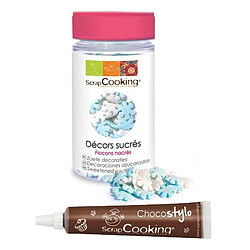 Scrapcooking Décors sucrés flocons nacrés 50 g + Stylo chocolat 