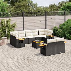 Maison Chic Salon de jardin 10 pcs avec coussins, Ensemble Tables et chaises d'extérieur noir résine tressée -GKD275161