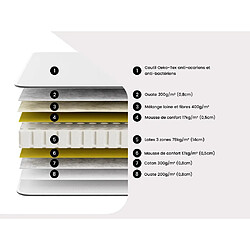 Avis Vente-Unique Lit électrique de relaxation tout plots + matelas 100% latex 3 zones - 2 x 90 x 200 cm - Blanc - JUPITER de DREAMEA