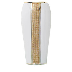 Vase Alexandra House Living Blanc Doré Céramique Brillant 12 x 18 x 36 cm