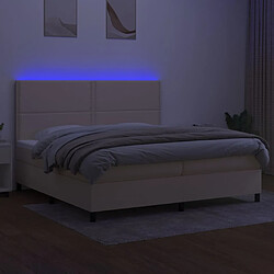 Avis vidaXL Sommier à lattes de lit et matelas et LED Crème 200x200cm Tissu