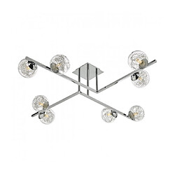 Luminaire Center Plafonnier Taghrid Chrome poli,verre 8 ampoules 20cm