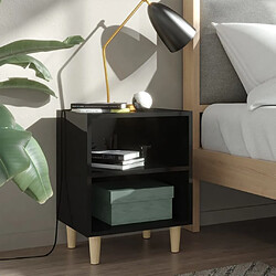 Maison Chic Table de chevet - Table de Nuit avec pieds en bois Noir brillant 40x30x50 cm