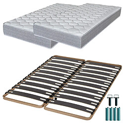 Ebac Matelas mousse + Sommier métal C310 2x90x190 Madere - Hauteur 24 cm - Soutien ferme 