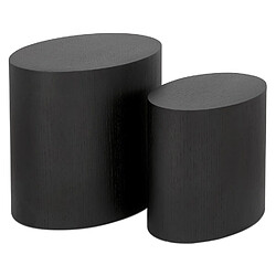 Alterego Set de 2 tables d'appoint 'SOKLE' en bois noir SOKLE