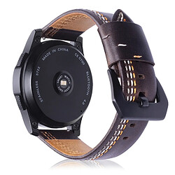 Wewoo Bracelet pour montre connectée en cuir pleine fleur avec motif Trois lignes Samsung Gear S3 22 mm café pas cher