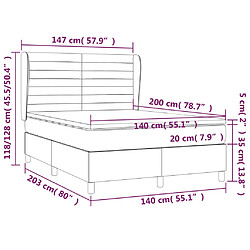 vidaXL Sommier à lattes de lit et matelas Gris clair 140x200cm Velours pas cher