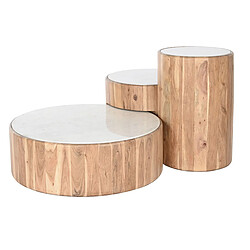 Pegane Lot de 3 tables d'appoint en bois d'acacia coloris naturel