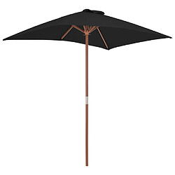 vidaXL Parasol de jardin avec mât en bois noir 150x200 cm