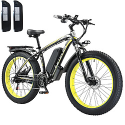 Vélo électrique keteles K800, 1000 W, 26 ", 2x 18 Ah, 21 vitesses, 45 km / h -Jaune Vélo électrique - Moteur 1000W - Batterie Samsung 48V 18 Ah - Portée 100 km