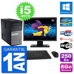 PC Tour Dell 7020 Ecran 19" Intel i5-4570 RAM 8Go Disque 250Go Windows 10 Wifi - Occasion